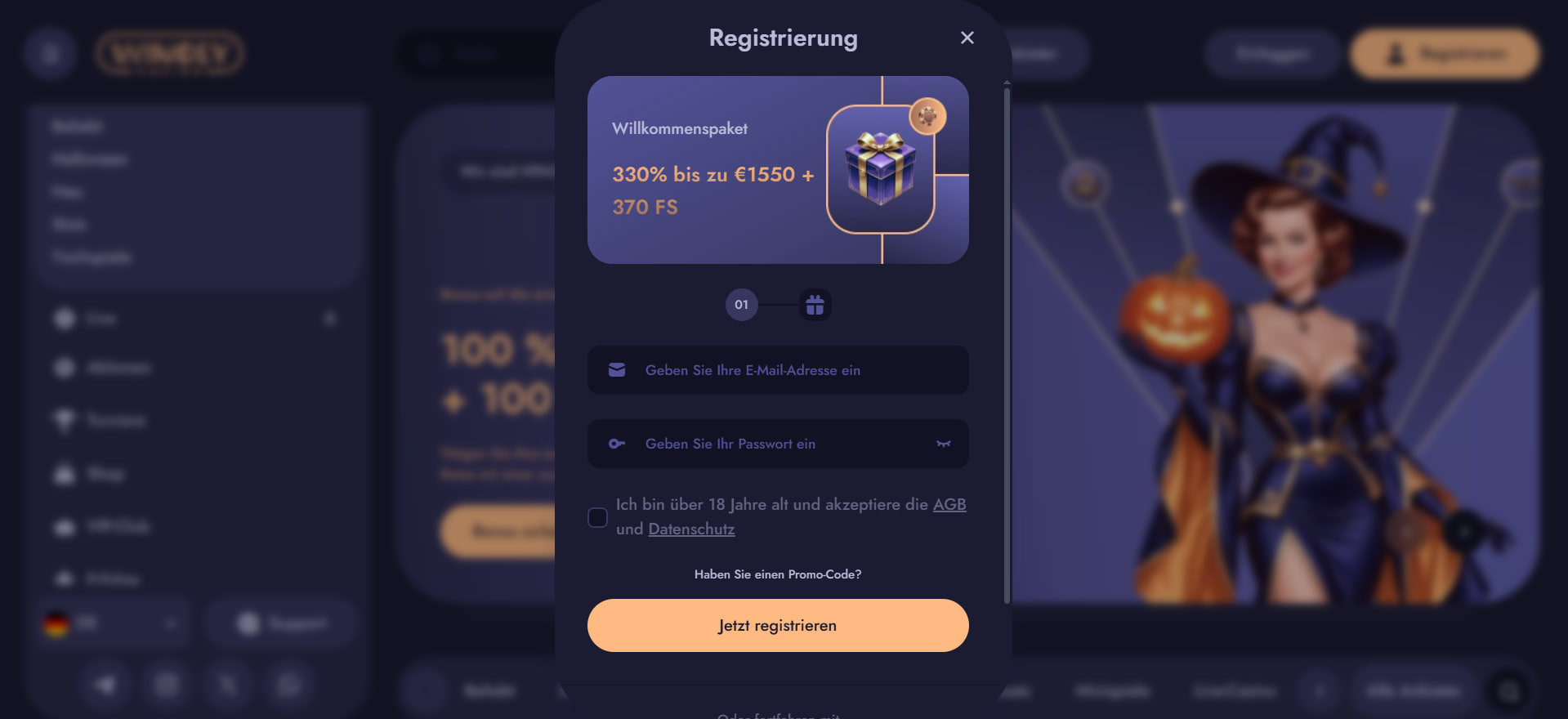 Winoly Casino Logn and Registration